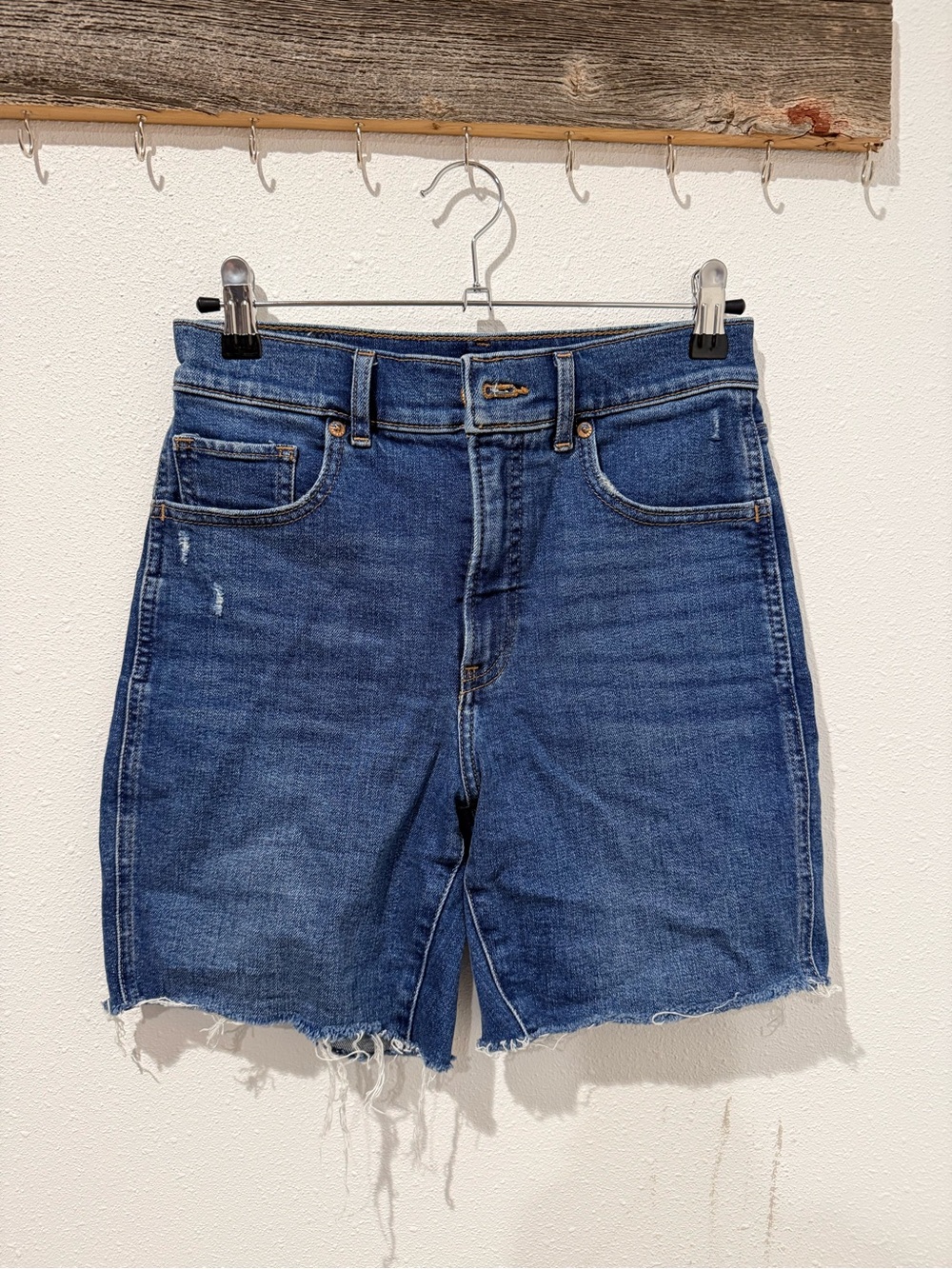Express Blue Raw Hem Denim Jean Shorts
